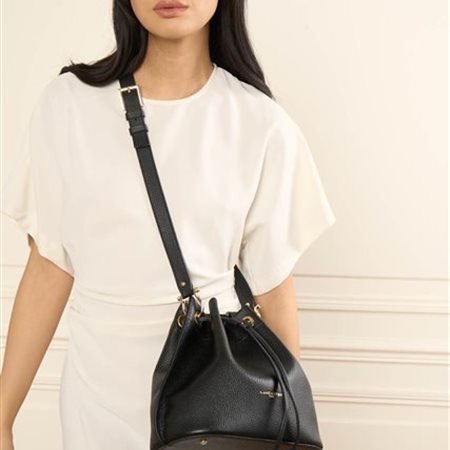 Sac bourse cuir  dame Lancaster Alba double  470-81 noir int nude