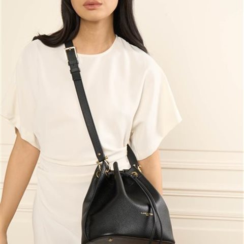 Sac bourse cuir  dame Lancaster Alba double  470-81 noir int nude