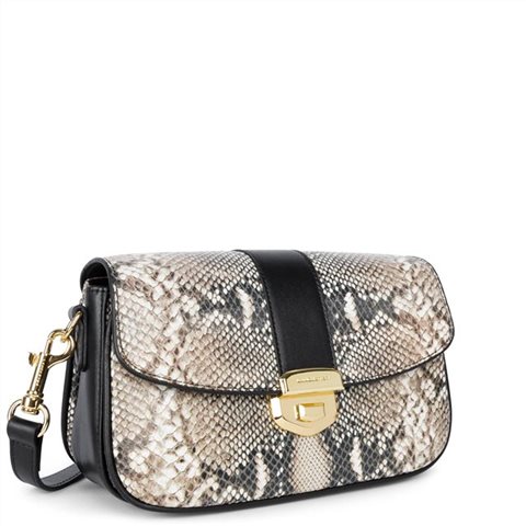 Sac trotteur en  cuir de vachette imprimé python dame Lancaster   